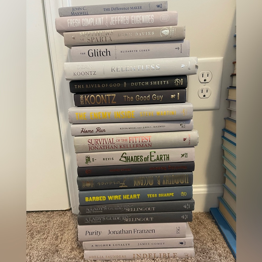 4 Gray Book Spines for Interior Decor